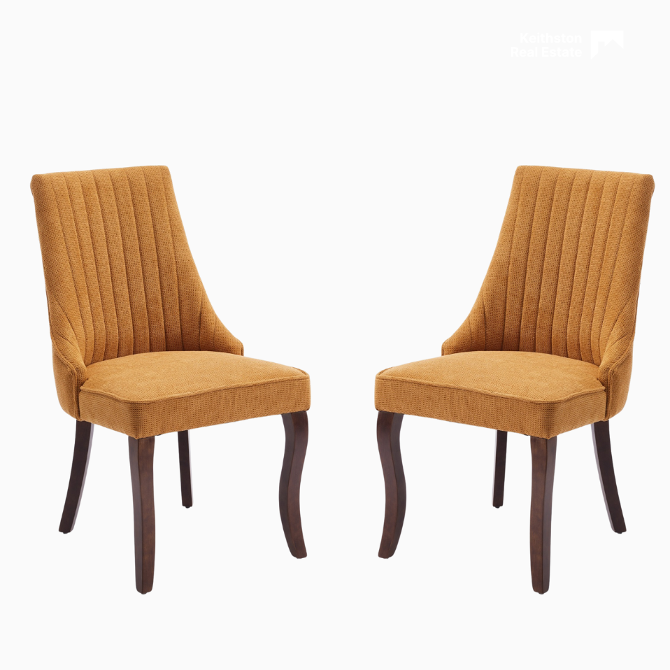 Set of 2 Rayon Cloth Flocking Linen Dining Chairs