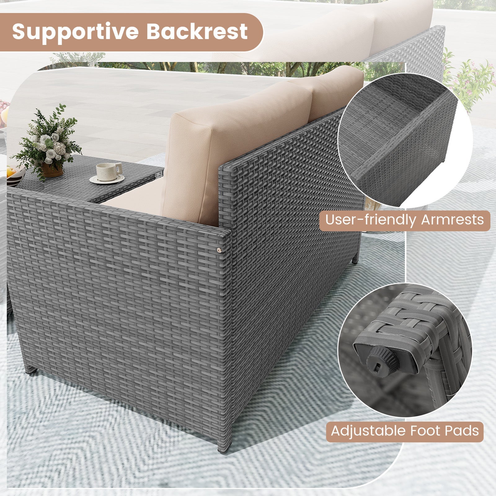 Outdoor Rattan Daybed Loveseat and 31 Gallon Storage Ottoman