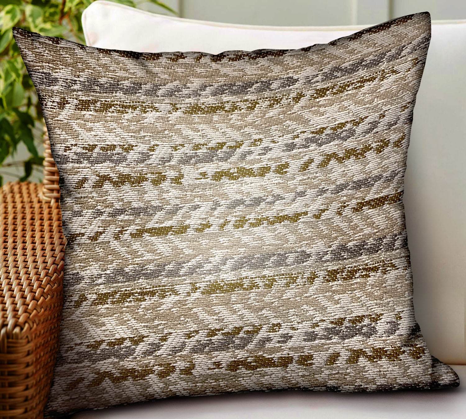 Zane Antique Brown Dobby Luxury Outdoor/Indoor Throw Pillow