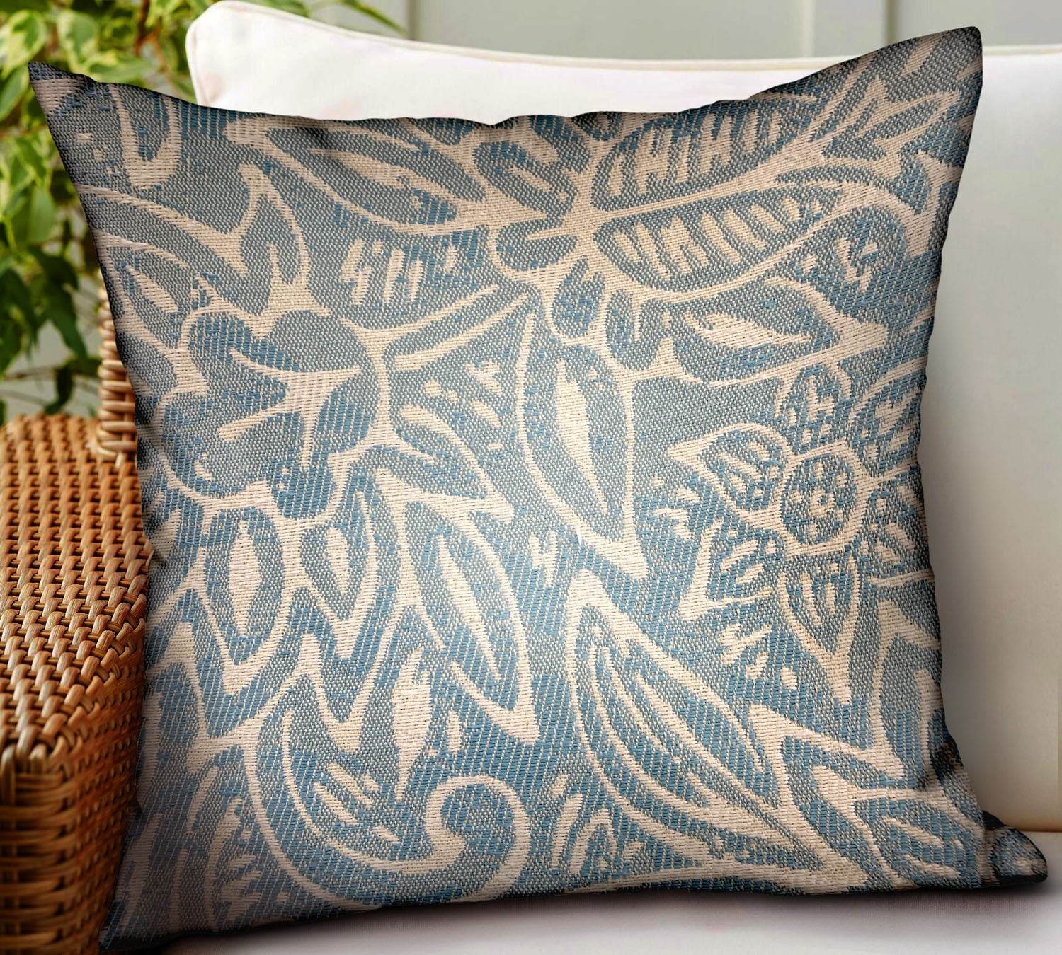 Serene Oasis Blue Floral Luxury Outdoor/Indoor Throw Pillow