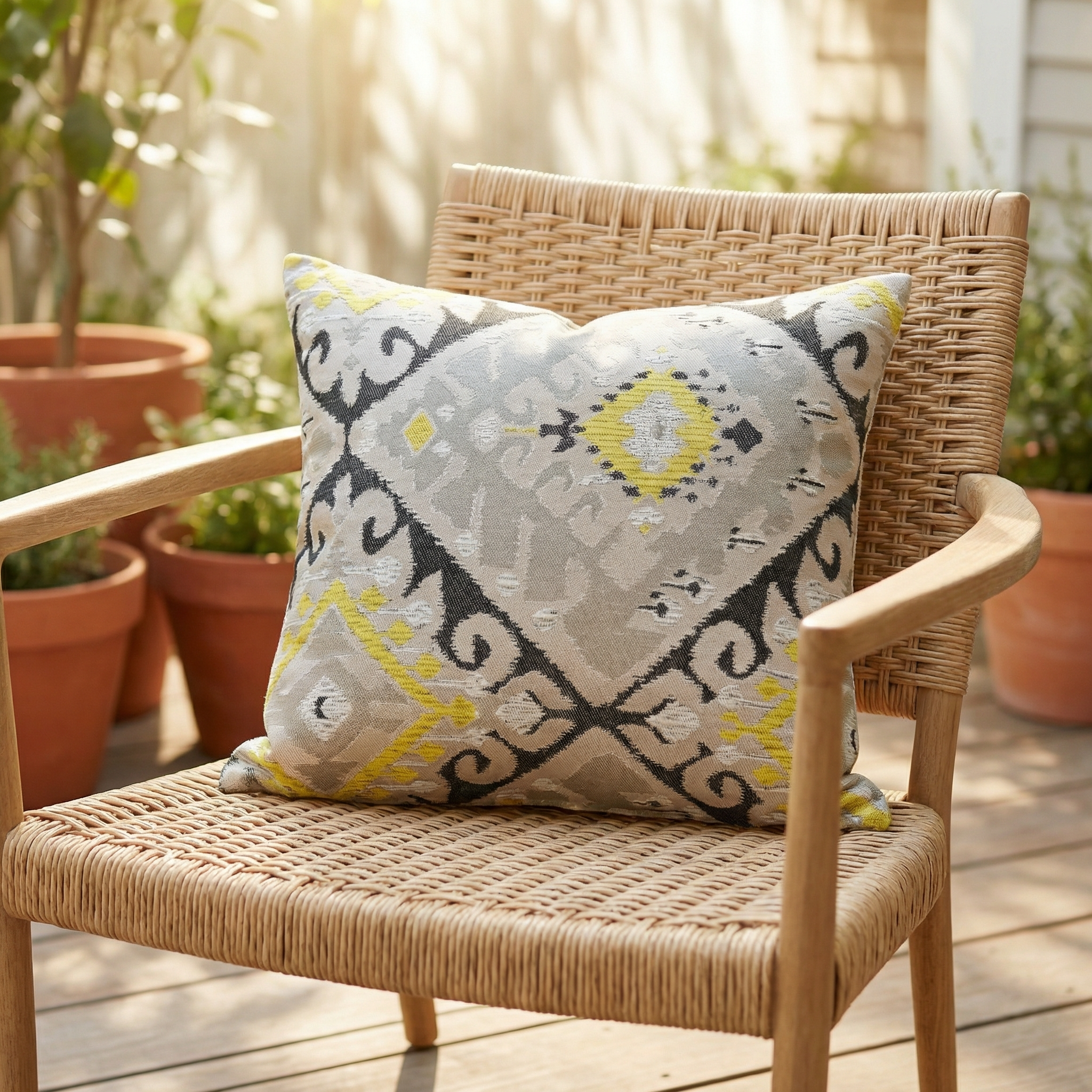 Isabis Plush Brown Ikat Luxury Outdoor/Indoor Throw Pillow
