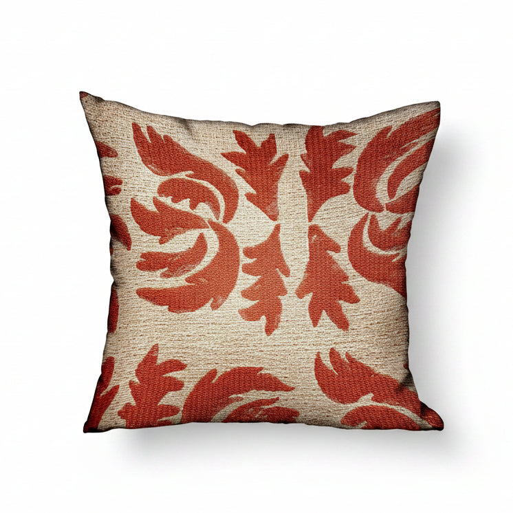 Claret Leaflet Orange Paisley Luxury Outdoor/Indoor Throw Pillow