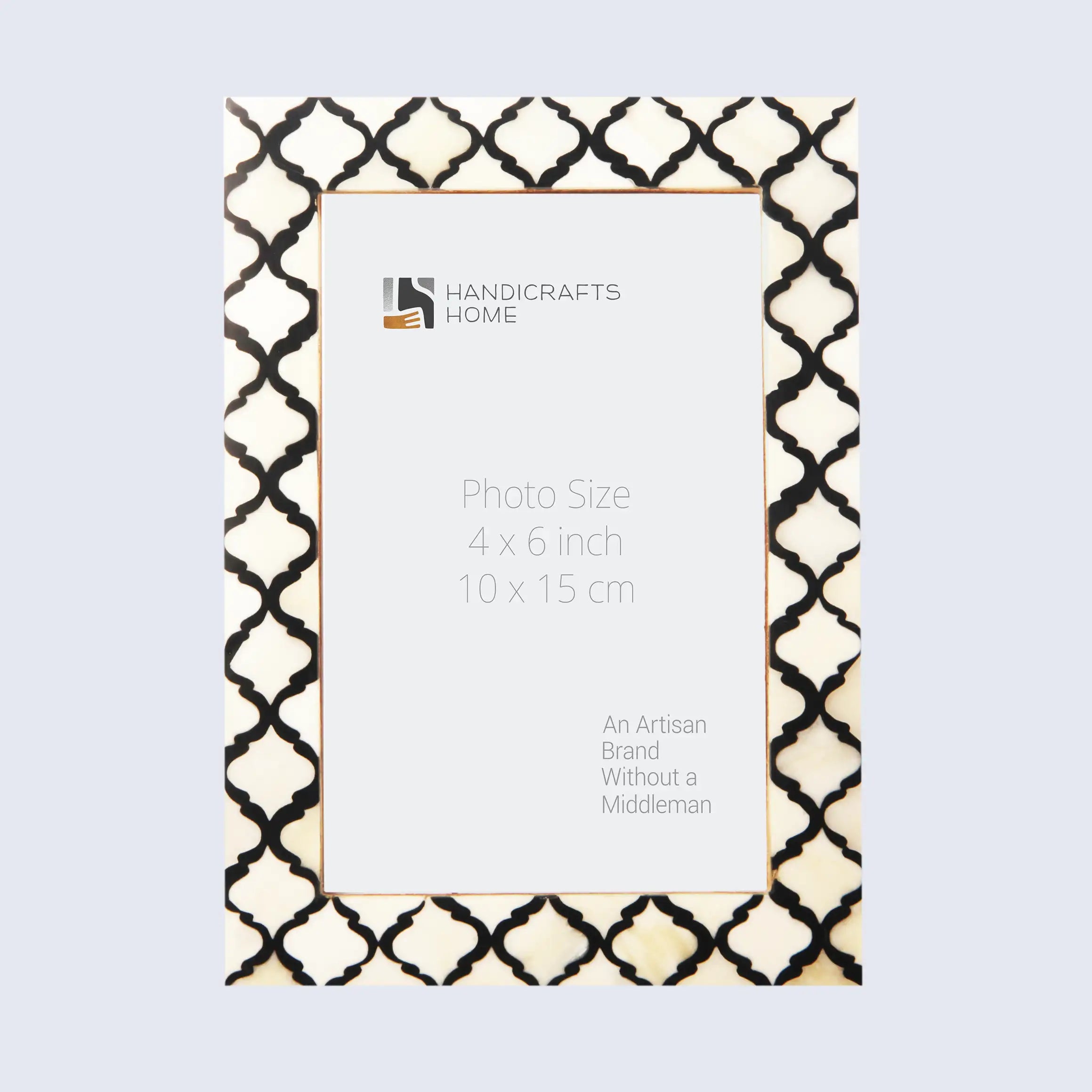 Handmade Moroccan Pattern Bone Inlay Picture Frames - Black/White