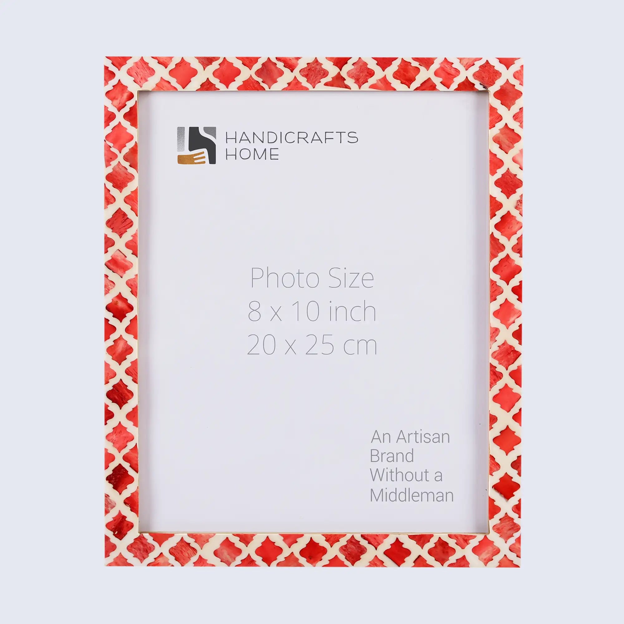Moroccan Pattern Bone & Resin Inlay Frame - Red