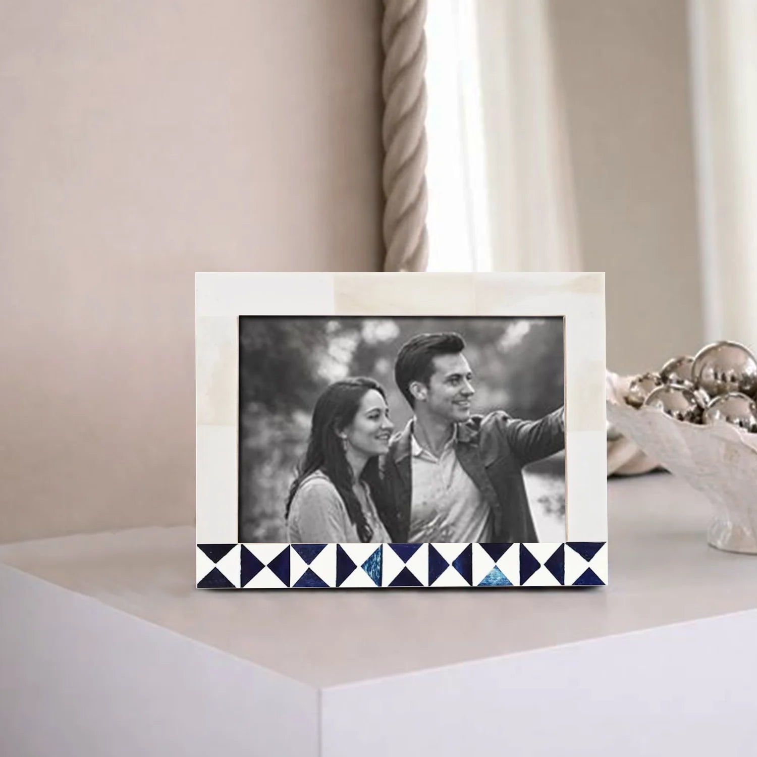 Handmade Indigo Mosaic Bone Inlay Frame