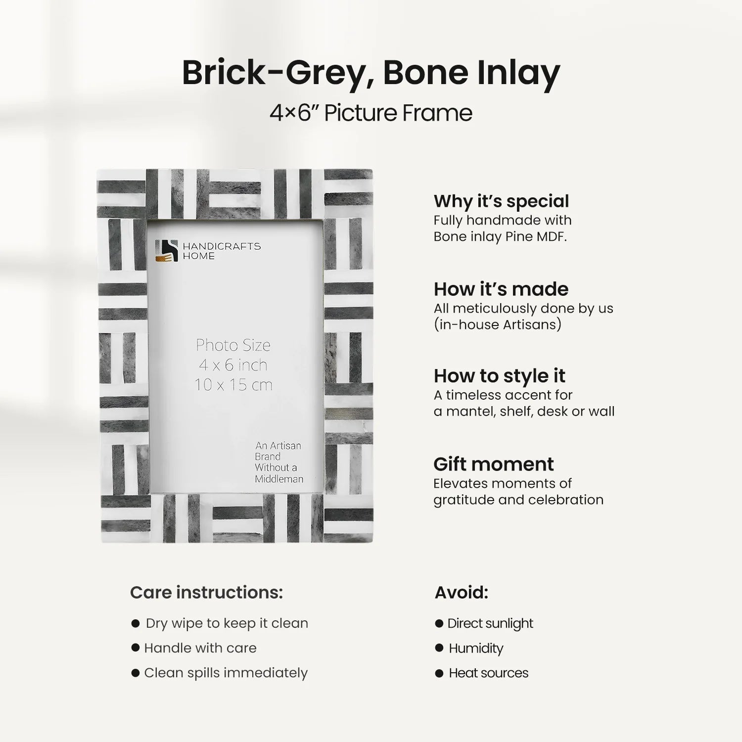 Brick Pattern Bone Inlay Picture Frames - Black/White