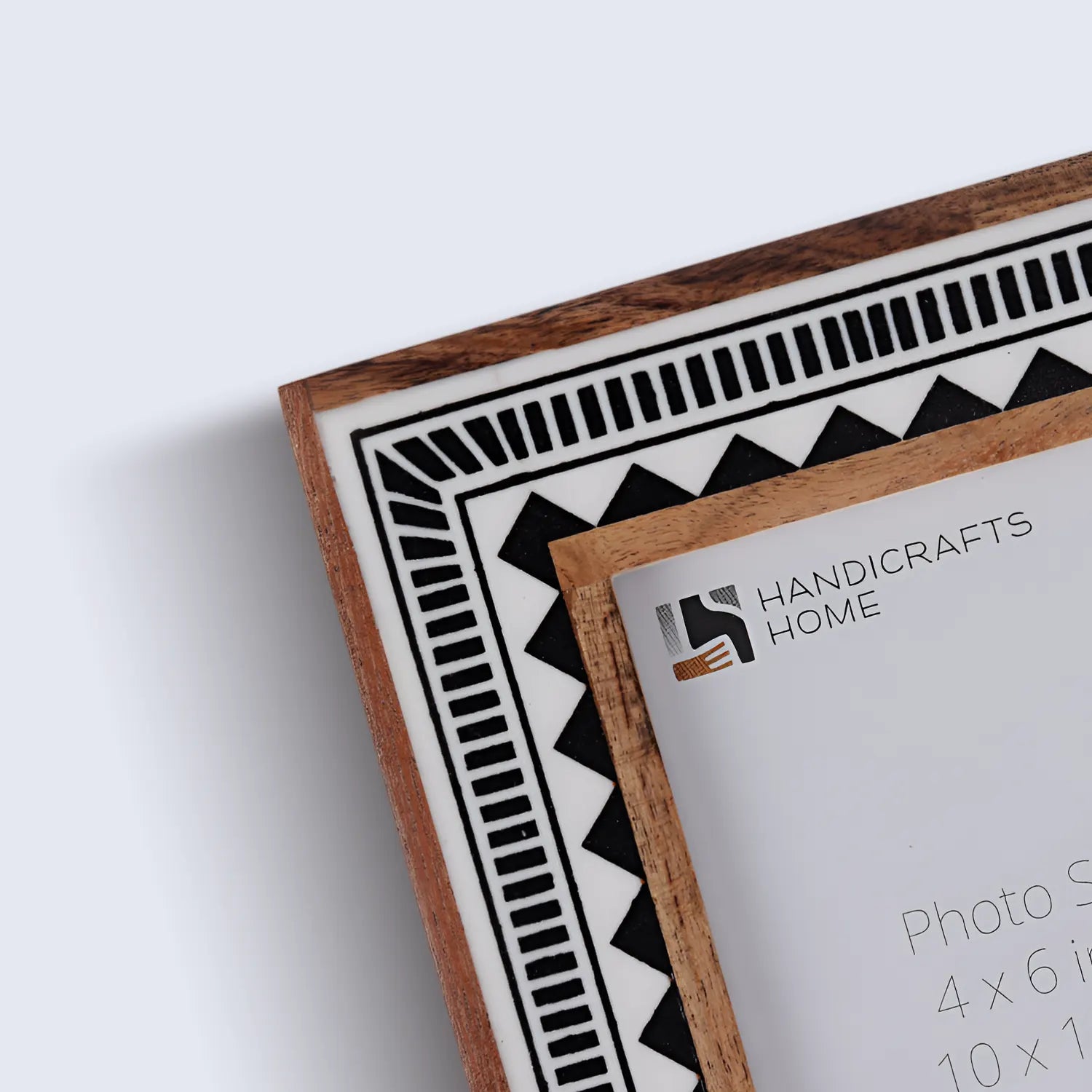 Wood & Resin Inlay Handmade Black & White Geometric Picture Frame