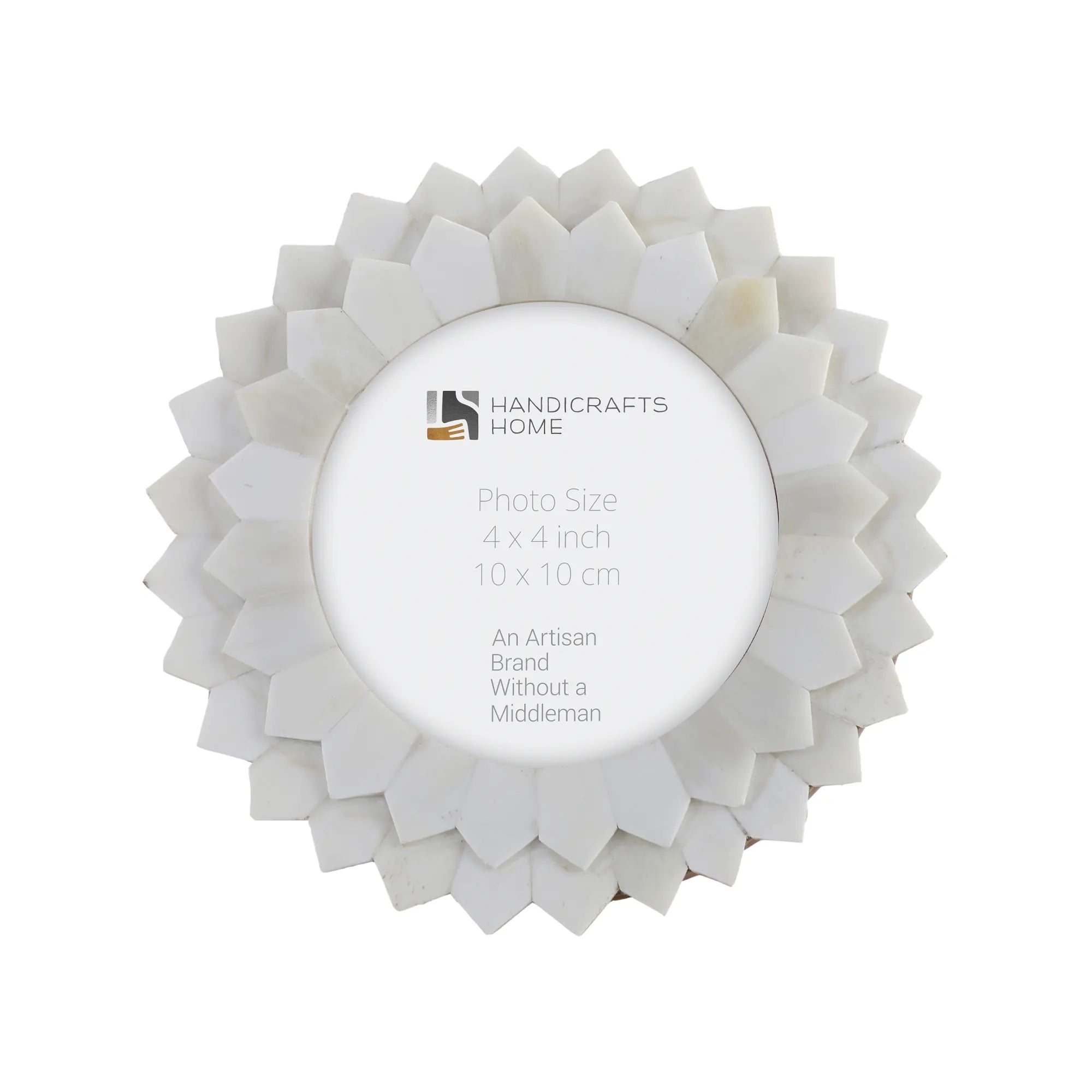 Scalloped Round Bone Inlay Handmade Frame