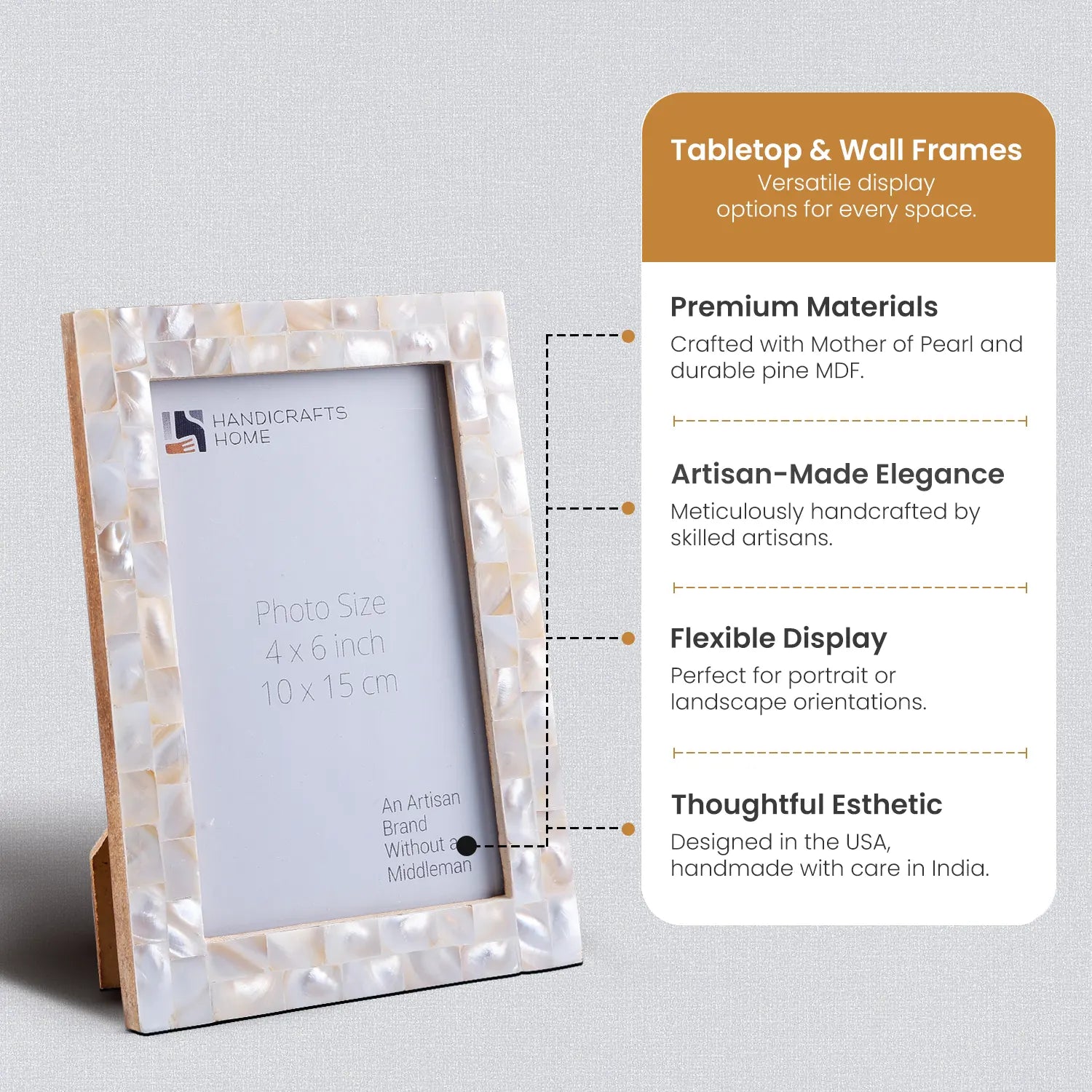 Mother of Pearl Inlay Picture Frame - White