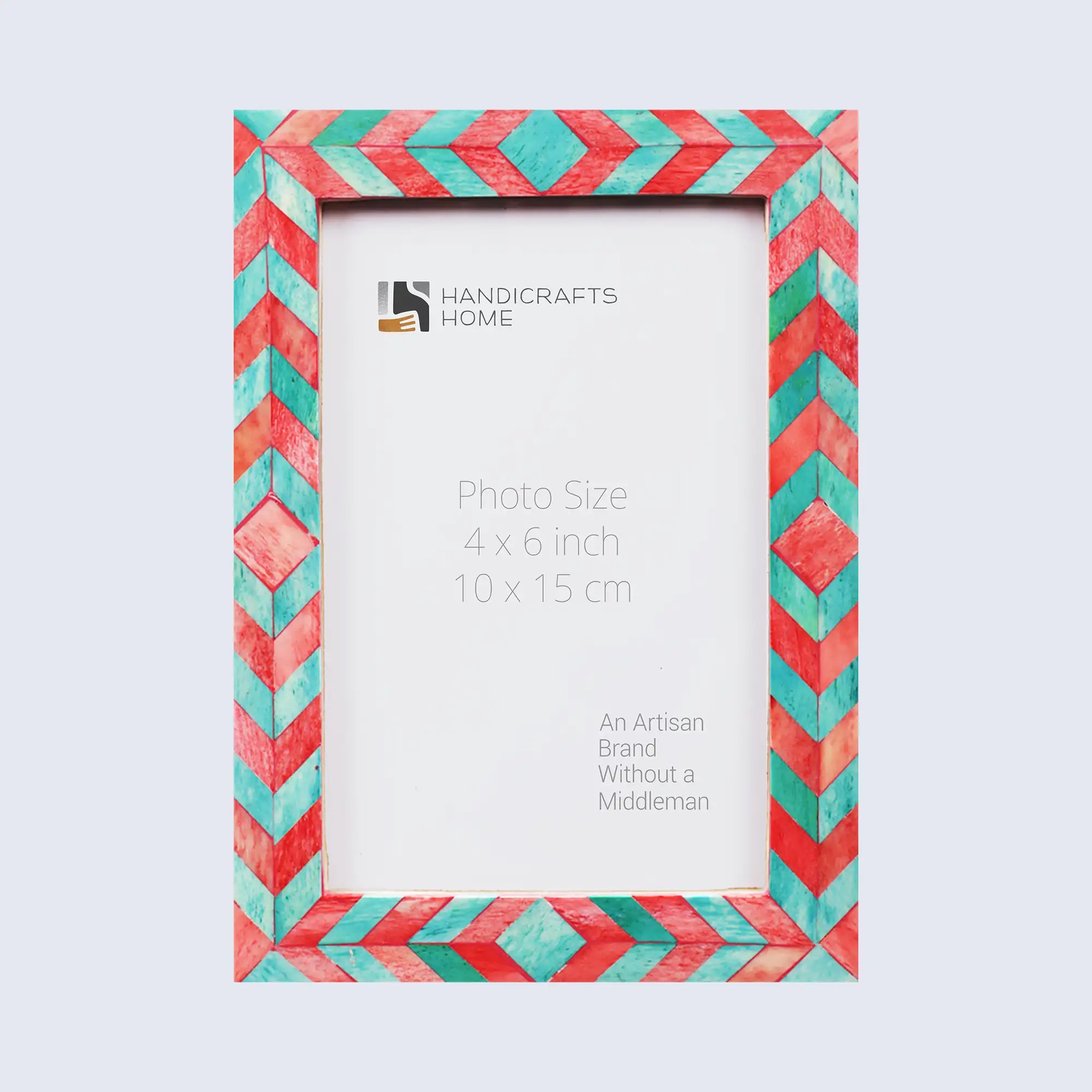 Mosaic Chevron Resin Inlay Frame - Green & Red