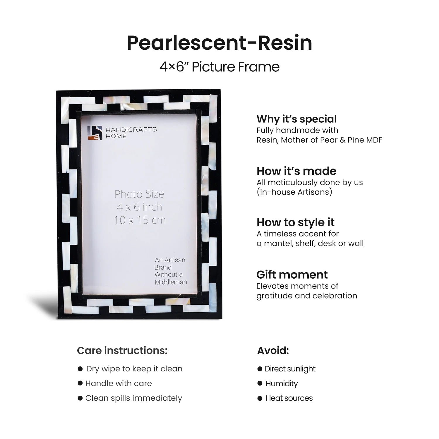 Pearlescent Tiptoe Mother of Pearl & Resin Inlay Picture Frame