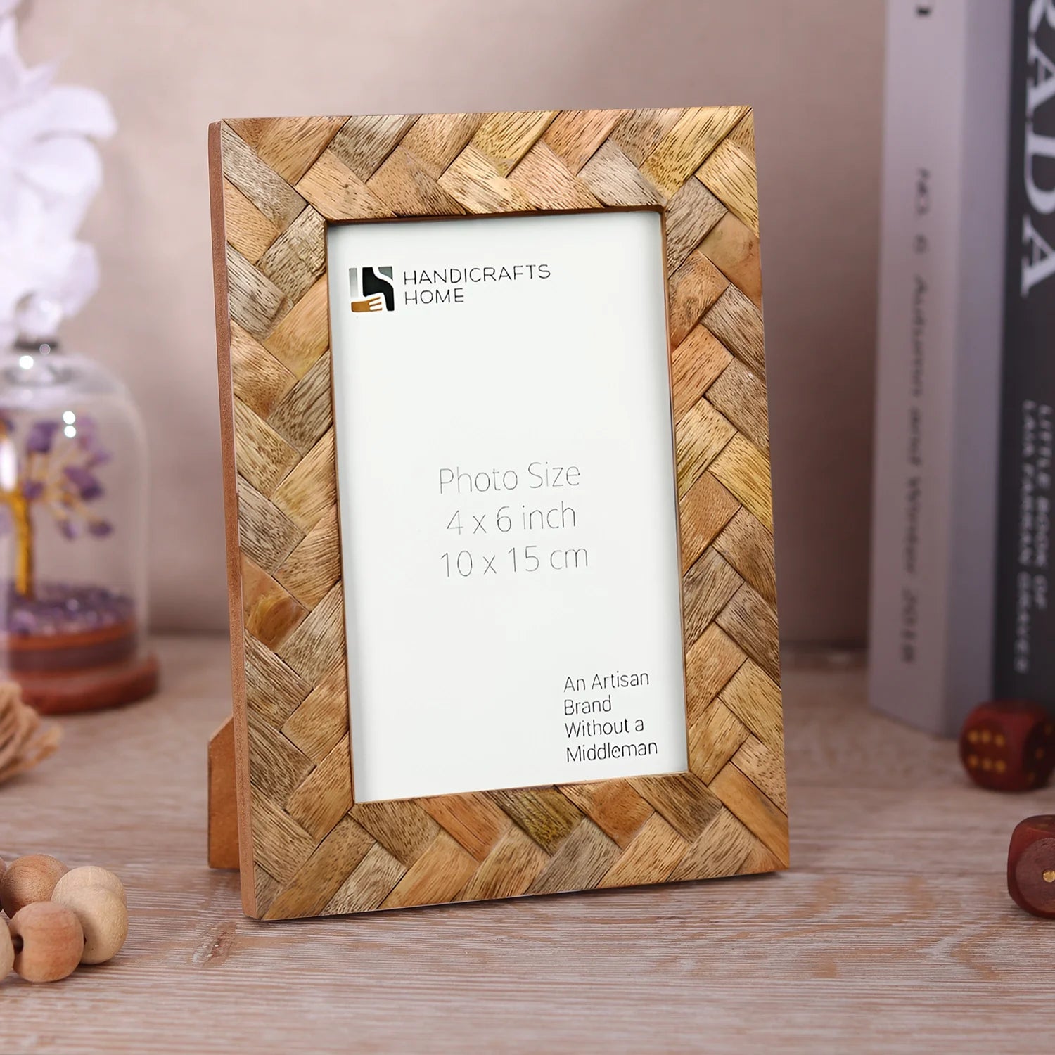 Wood Inlay Cinnamon Plaits Handcrafted Picture Frame