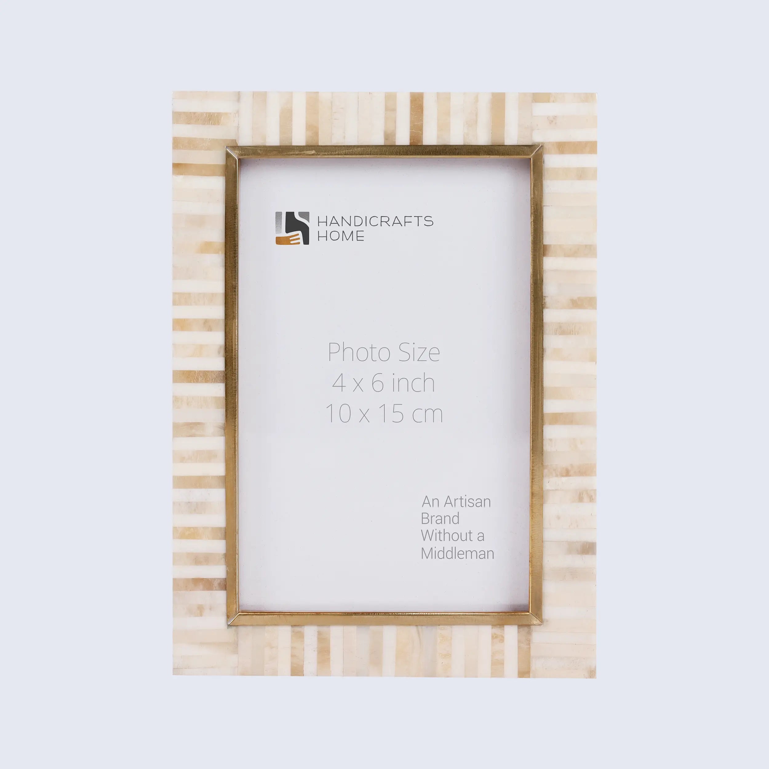 Handmade Bone Inlay and Brass Picture Frame