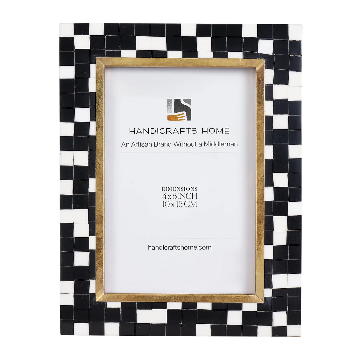 4x6 Picture Frame B&W Handcrafted Resin Inlay | Halo Mosaic