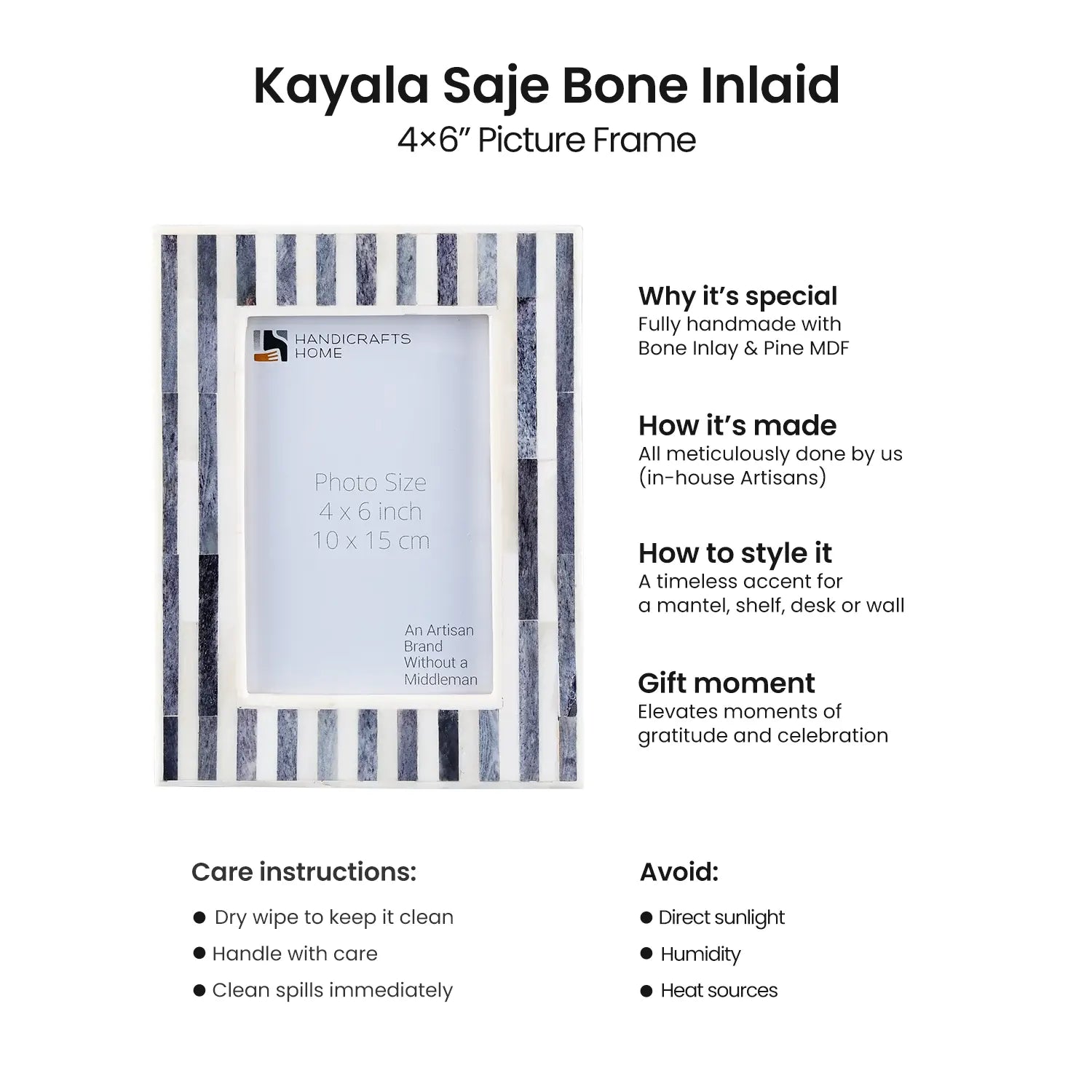 Kayala Saje Bone Inlay Picture Frame