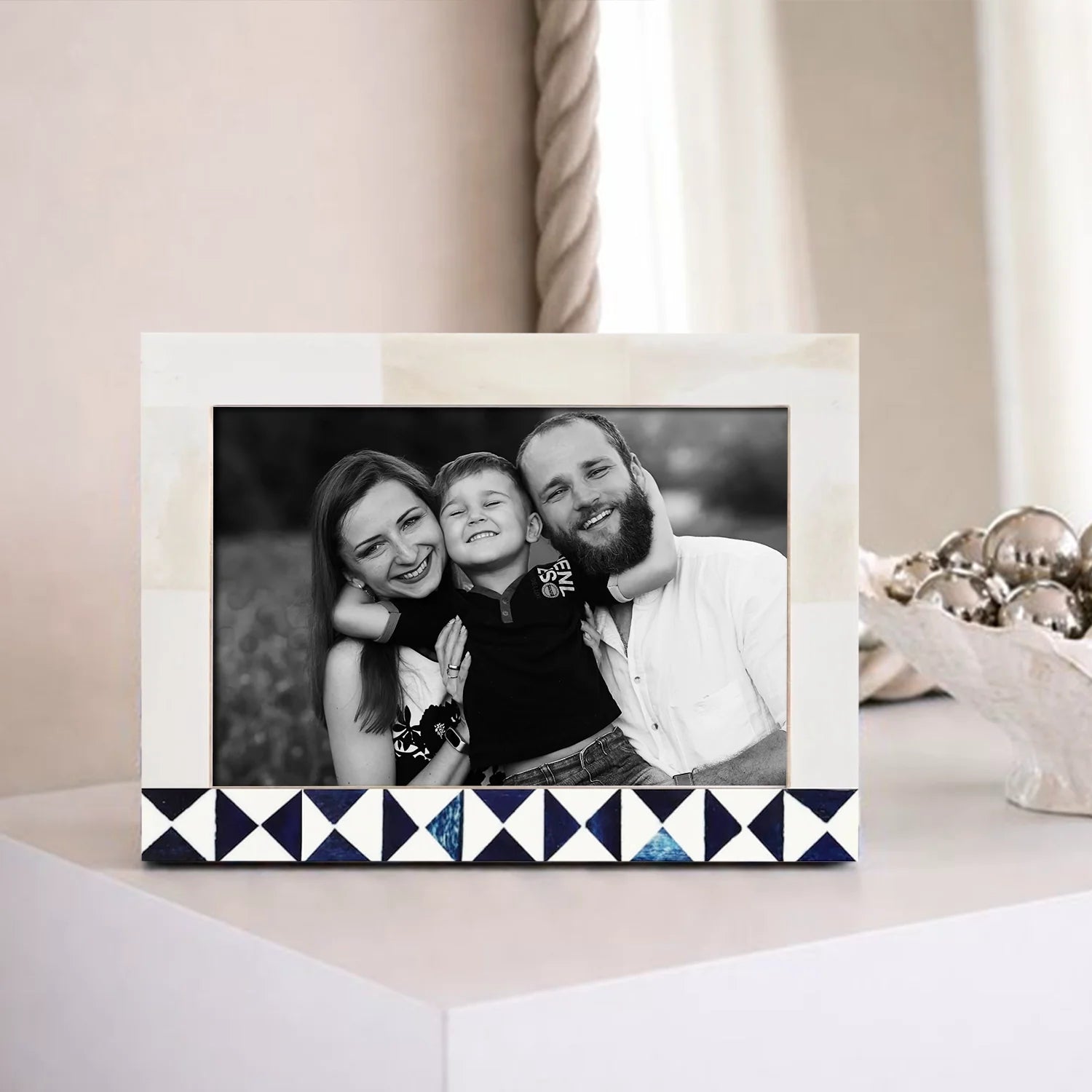 Handmade Indigo Mosaic Bone Inlay Frame