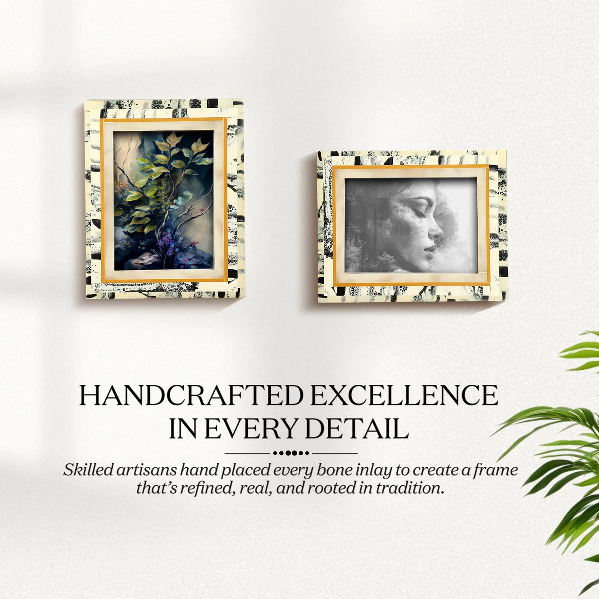 Abstract Ink Art Collection Resin Inlay Frame - Ivory