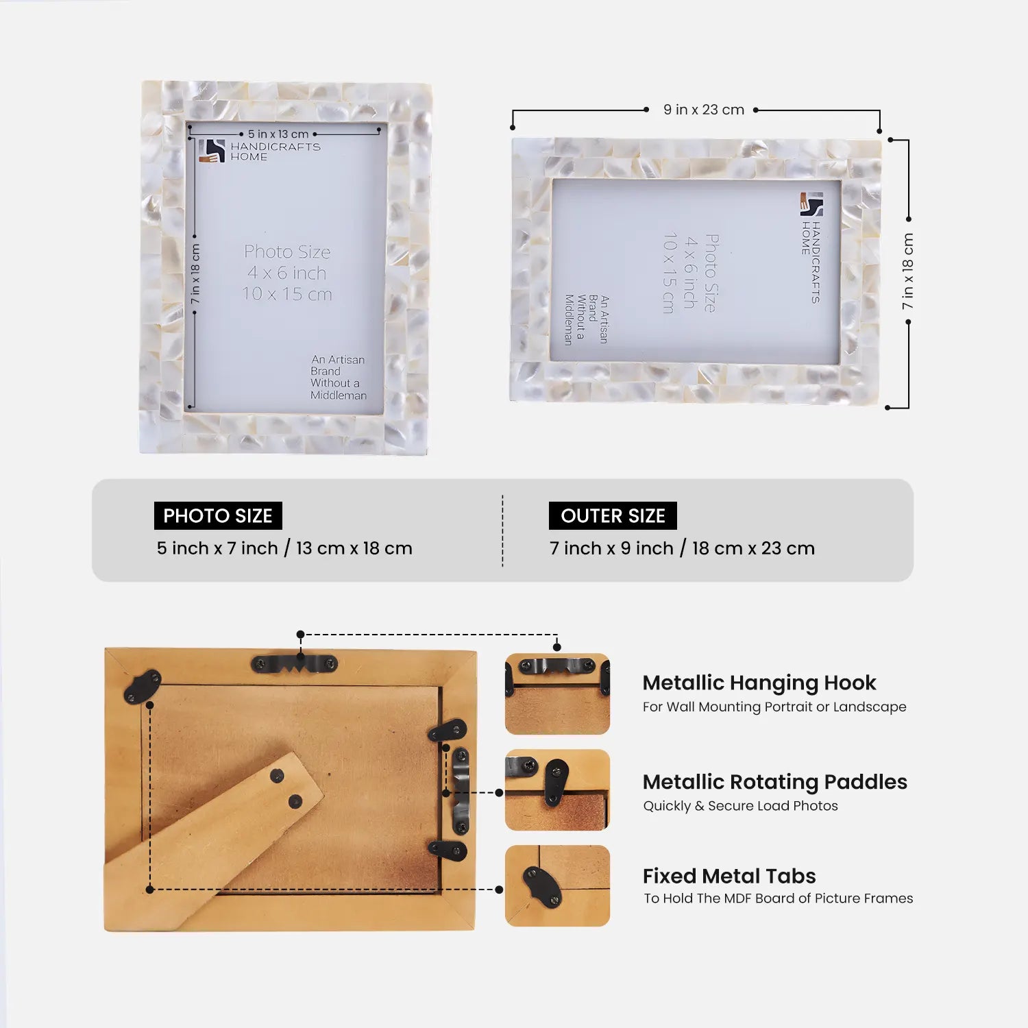 Mother of Pearl Inlay Picture Frame - White