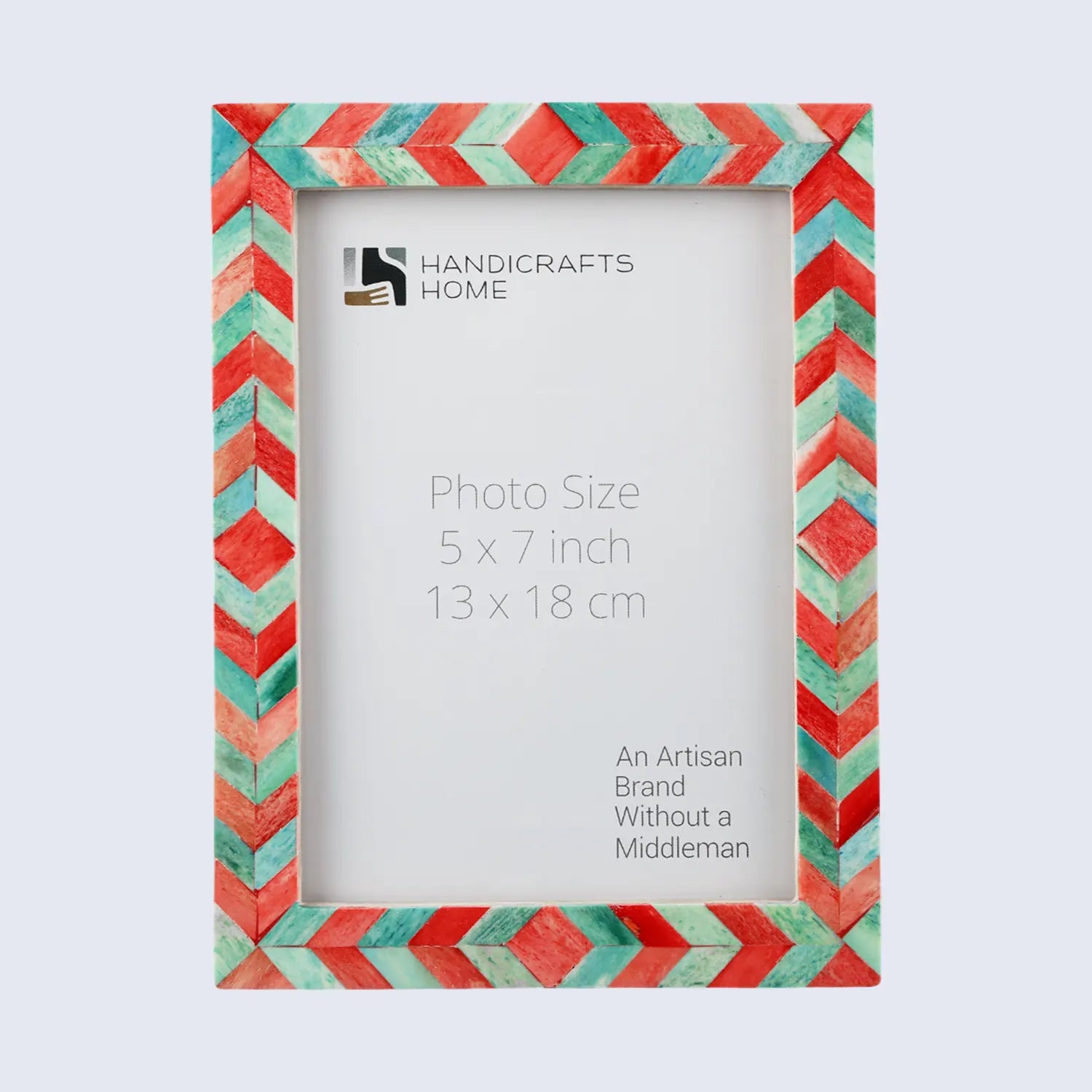 Mosaic Chevron Resin Inlay Frame - Green & Red