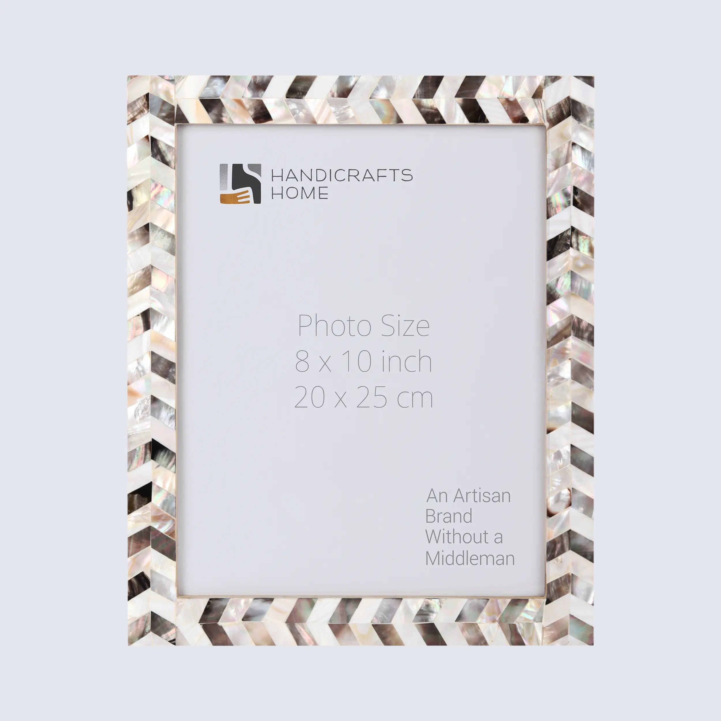 Handmade Mother of Pearl Inlay Picture Frame in Chevron Pattern