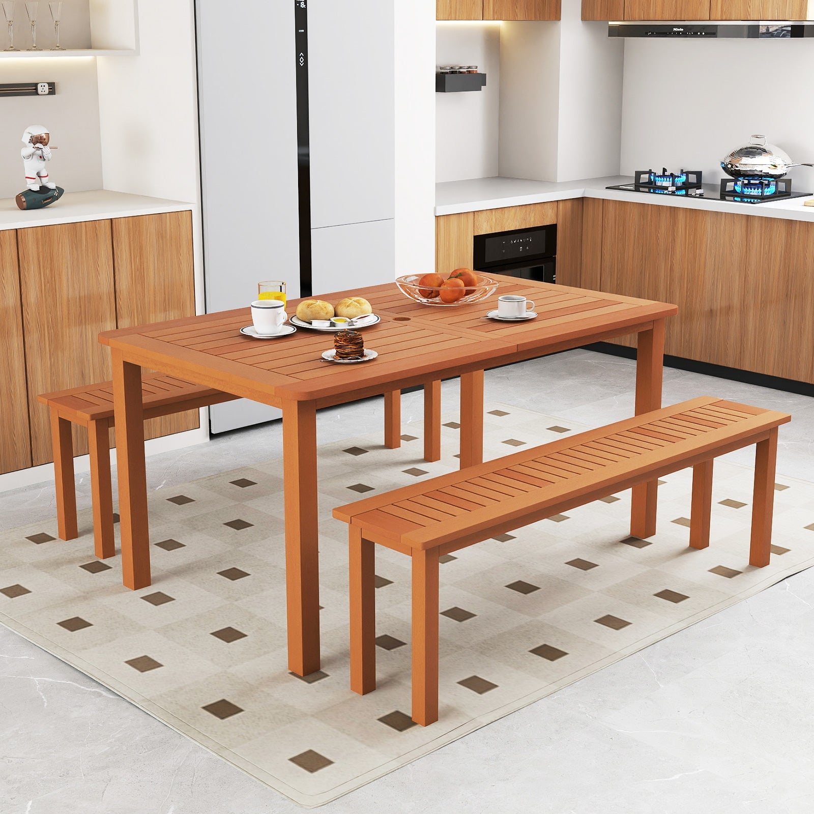 Outdoor Solid Wood Dining Table for 6