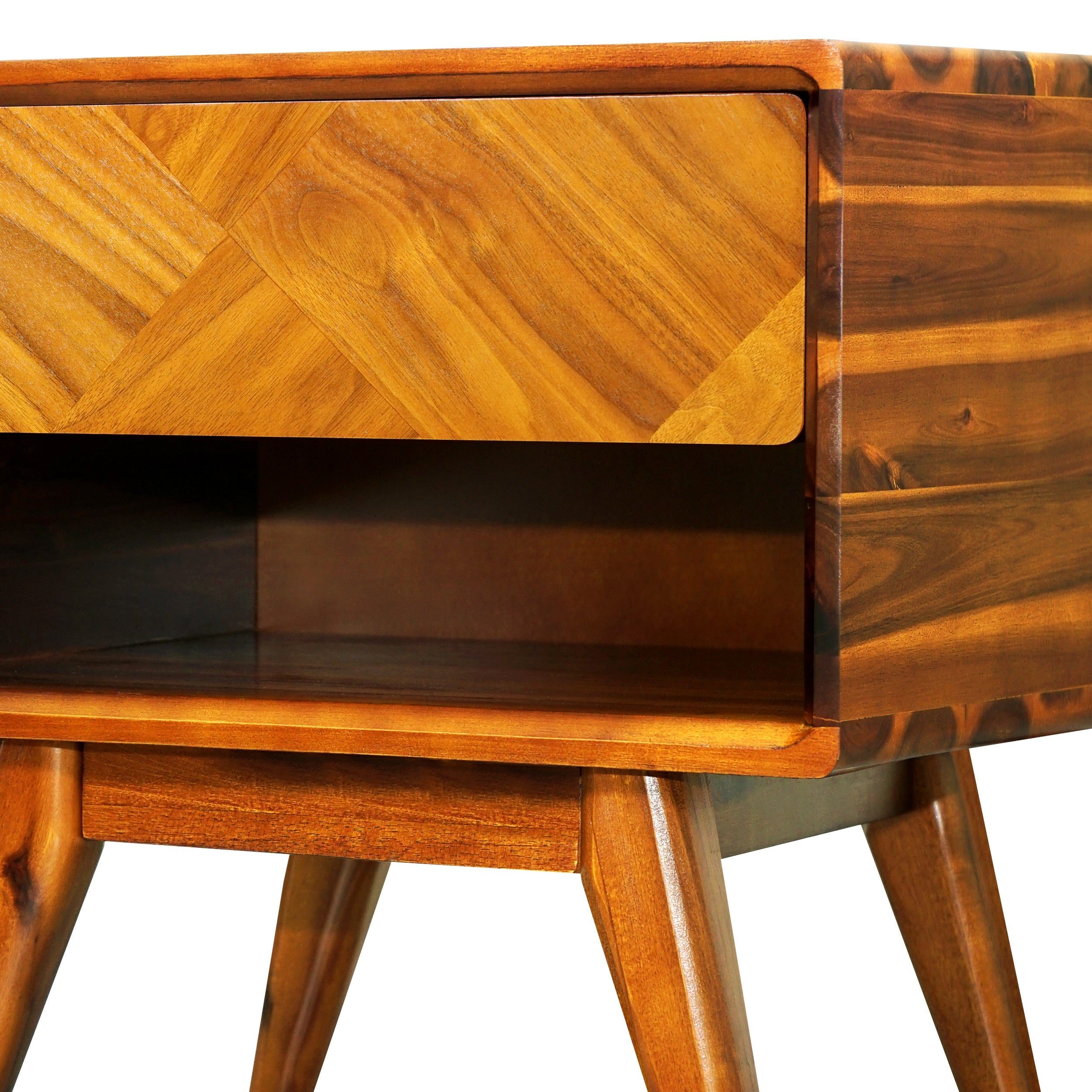 Laden Acacia Nightstand with Drawer - Caramel or Walnut