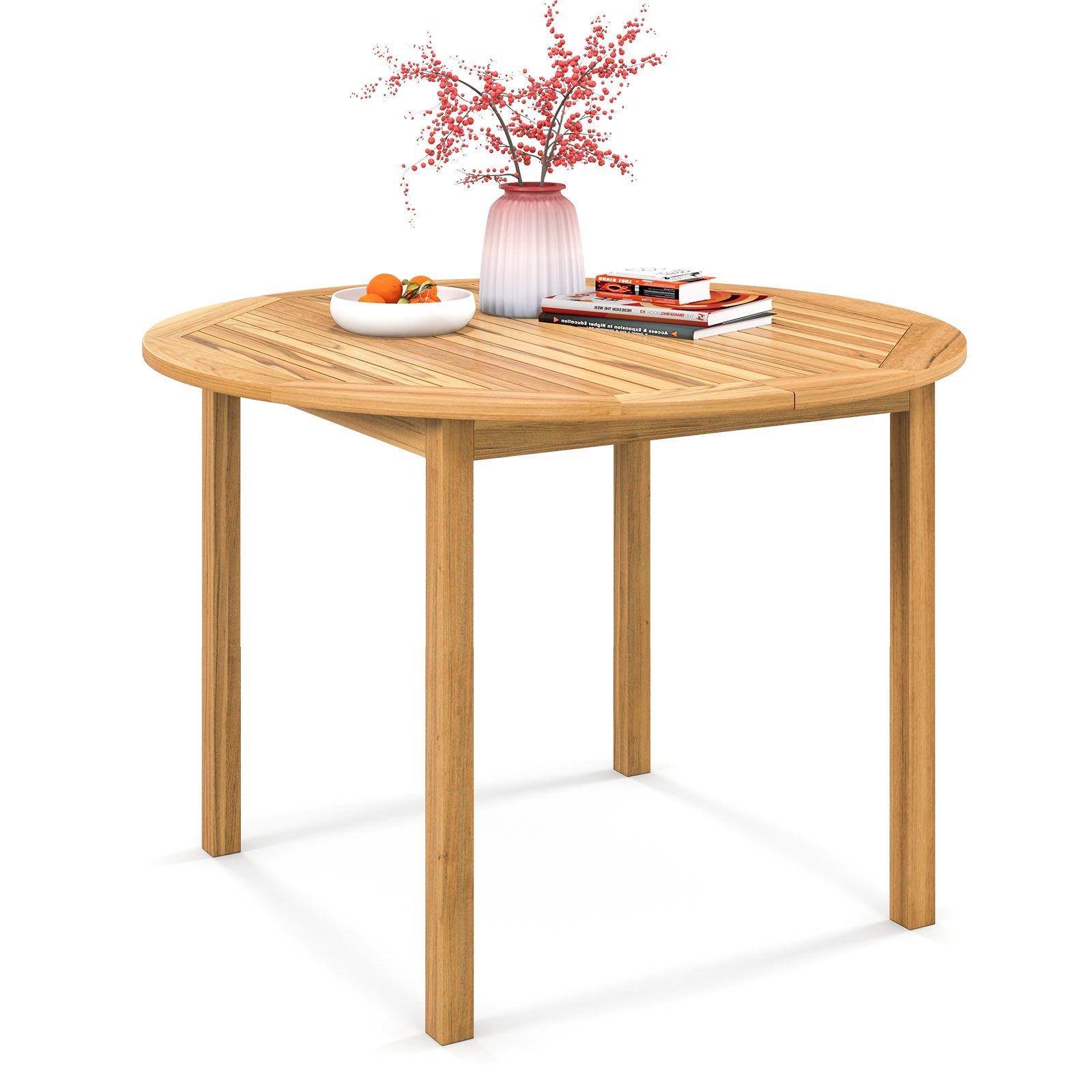 Indoor/Outdoor Round Acacia Wood Dining Table