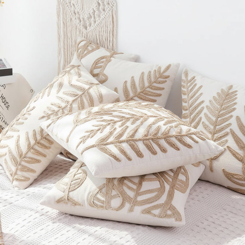 Leaves Embroidered Pillow Covers