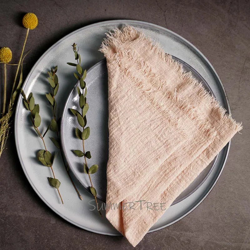 Large Rustic Cotton Gauze Napkins - 10 Pc - Multiple Colors