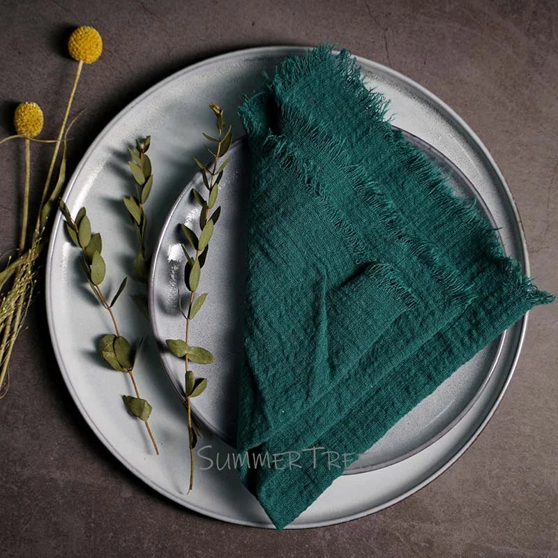 Large Rustic Cotton Gauze Napkins - 10 Pc - Multiple Colors