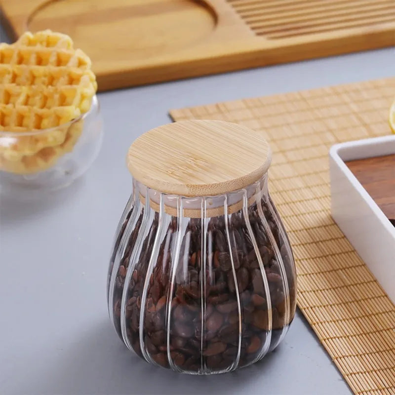 Aramé Glass Jars with Wooden Lids