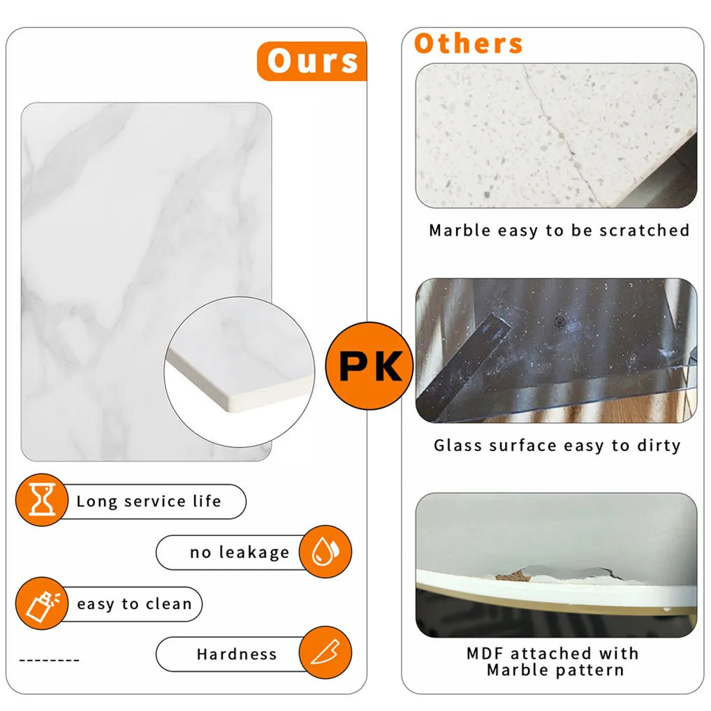 Set of 2 Round Nesting Tables - Gold & Marble