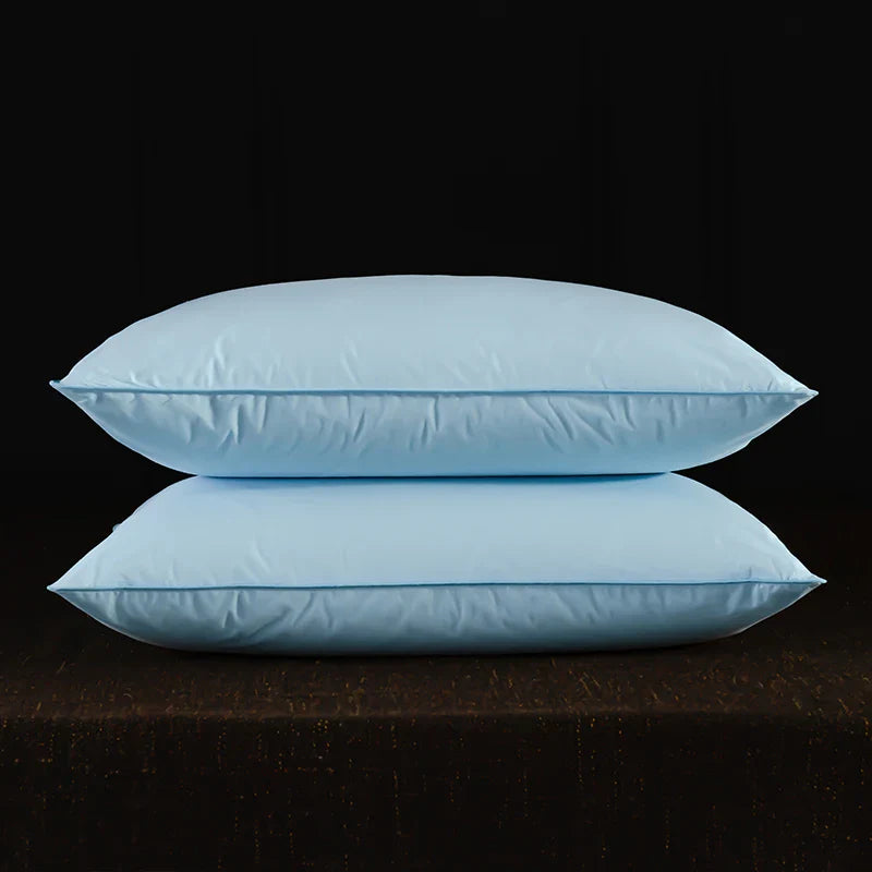2 Pc Set - Goose Down Feather Pillow for Sleeping - 100% Cotton Shell, Standard Queen Size