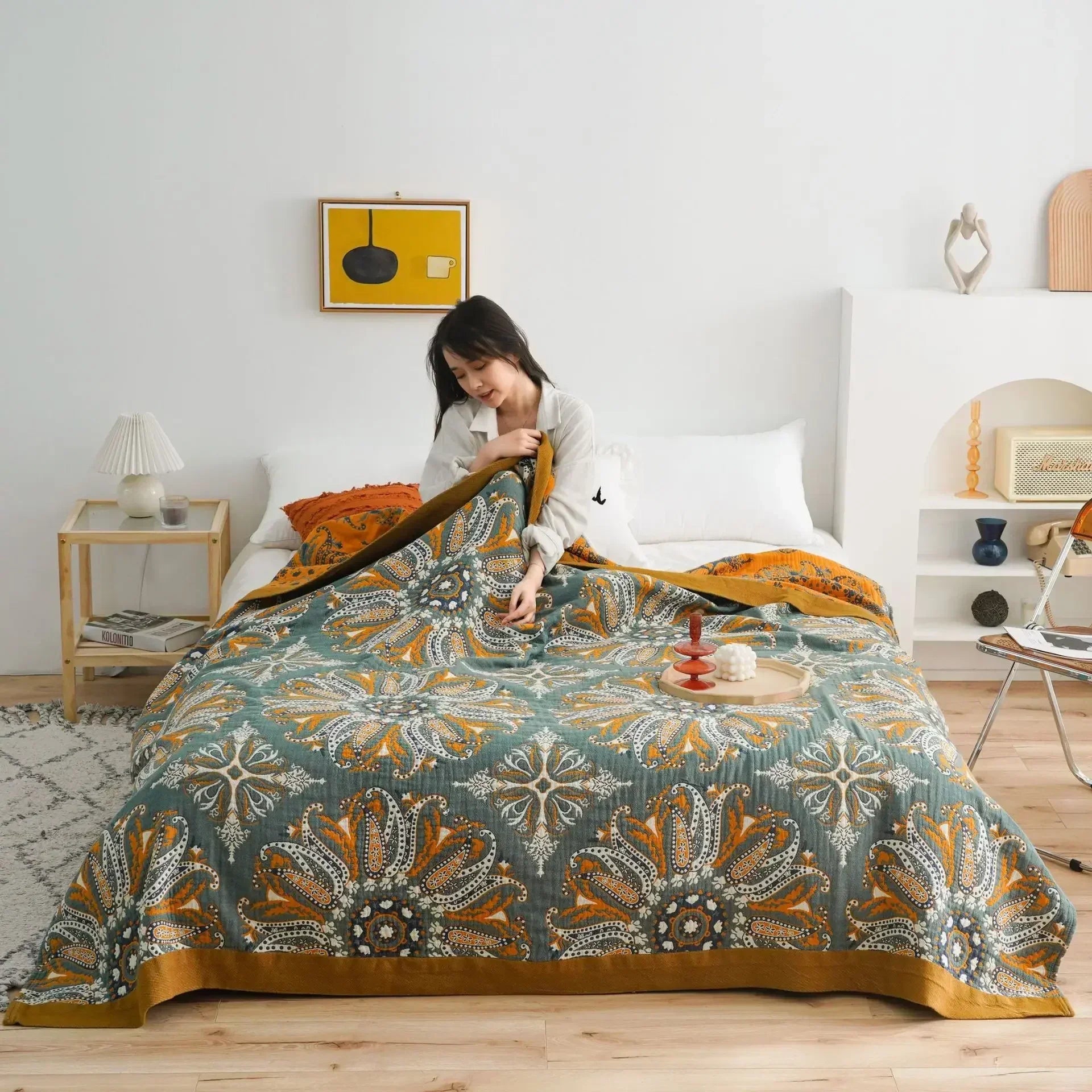 100% Cotton Colorful Gauze Blankets