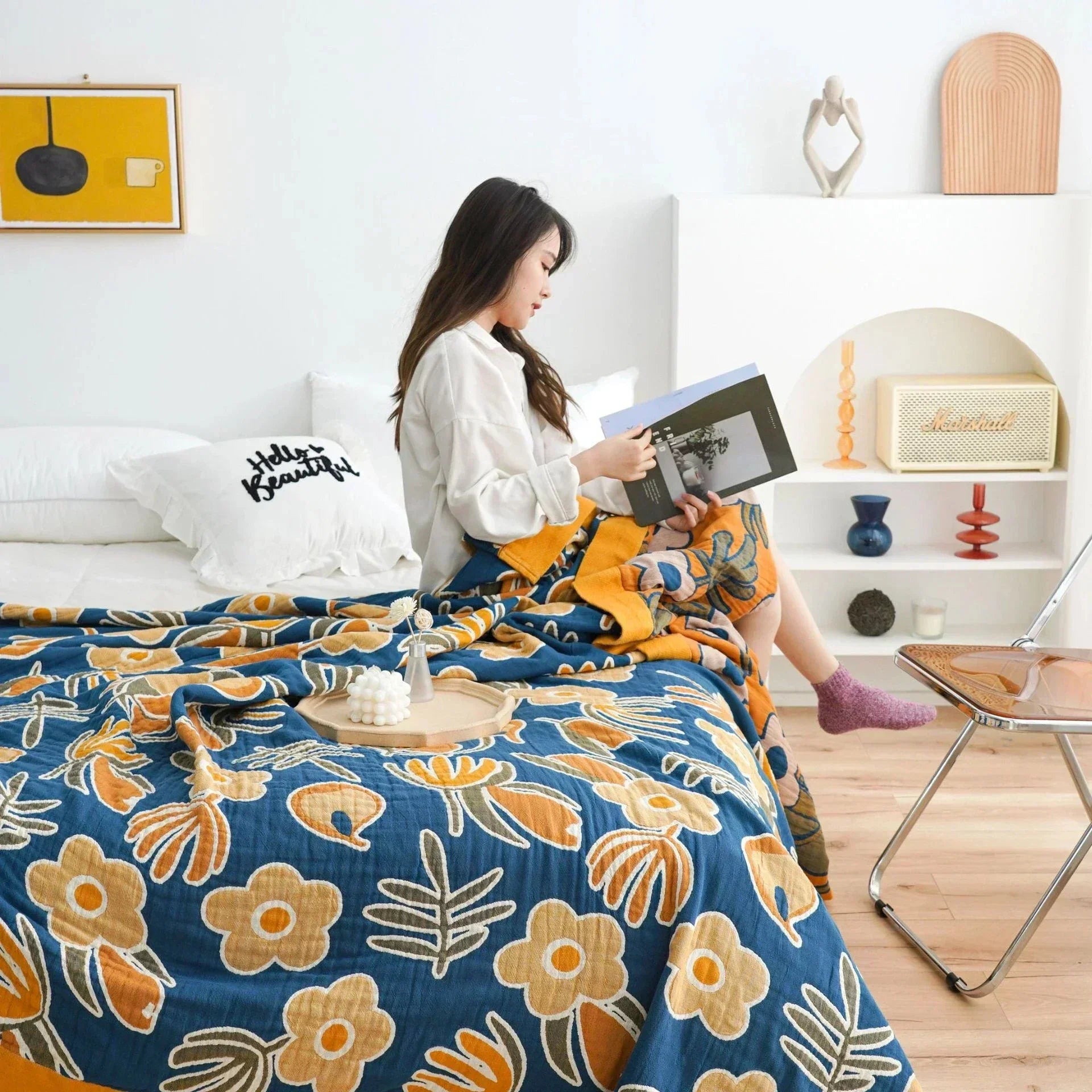 100% Cotton Colorful Gauze Blankets
