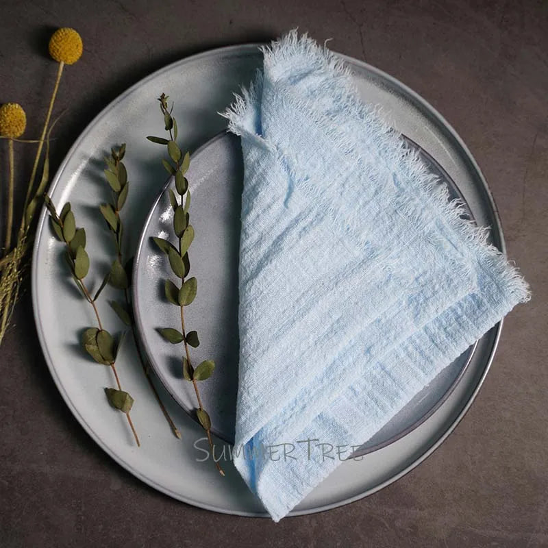 Large Rustic Cotton Gauze Napkins - 10 Pc - Multiple Colors