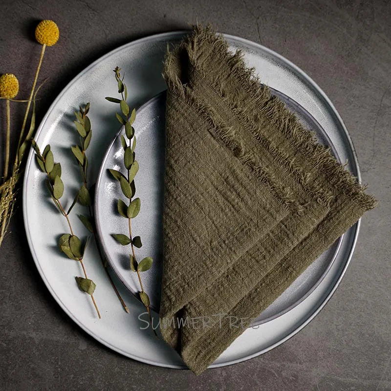 Large Rustic Cotton Gauze Napkins - 10 Pc - Multiple Colors
