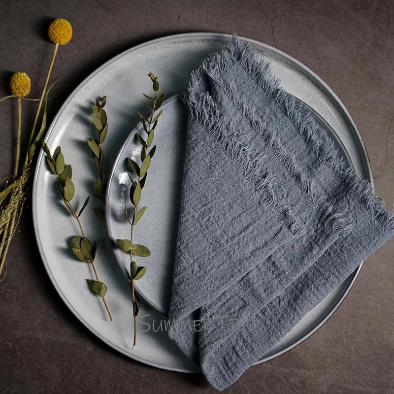 Large Rustic Cotton Gauze Napkins - 10 Pc - Multiple Colors