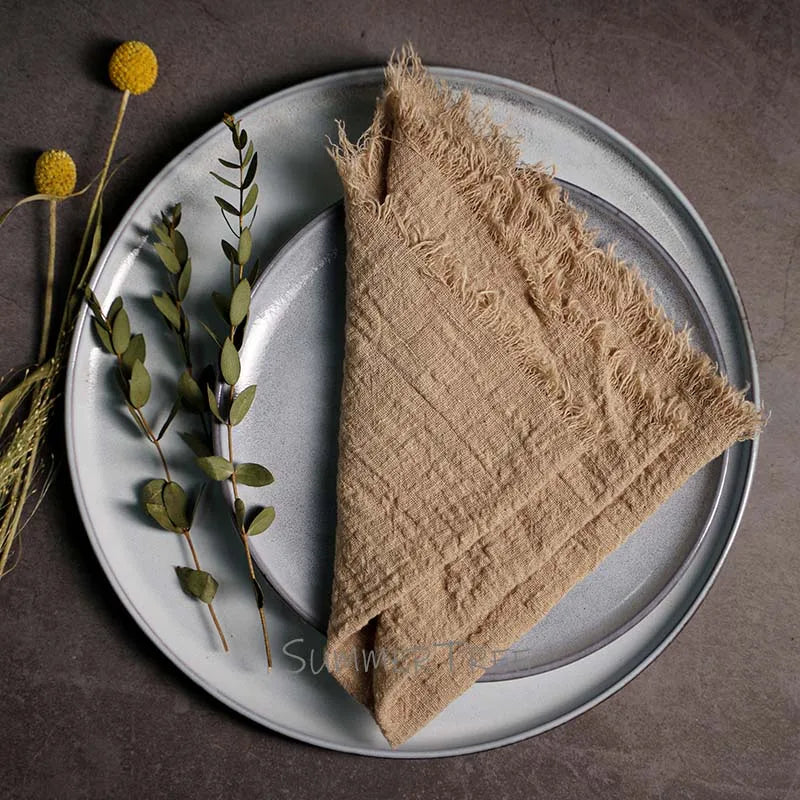 Large Rustic Cotton Gauze Napkins - 10 Pc - Multiple Colors