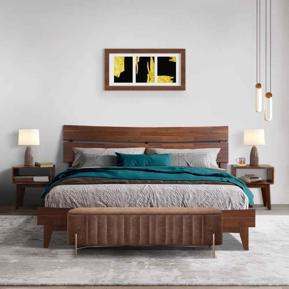 Aurora Acacia Bed Frame & Nightstand Set - 2 Finishes