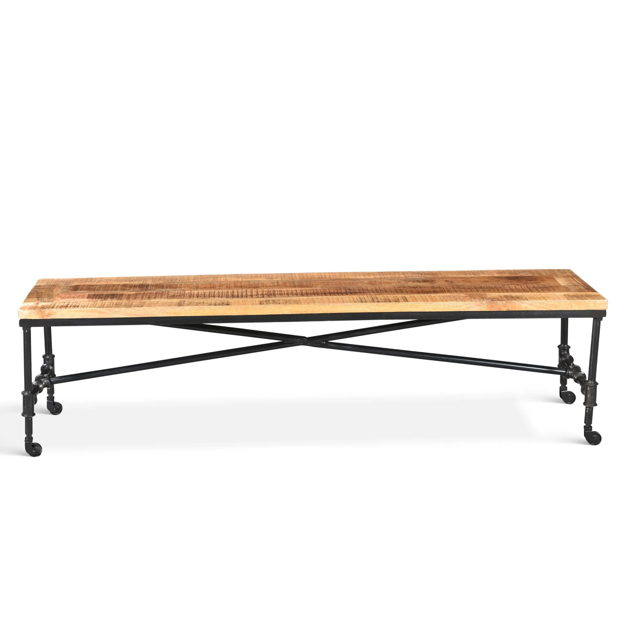 Reclaimed Wood Bench with Wheels