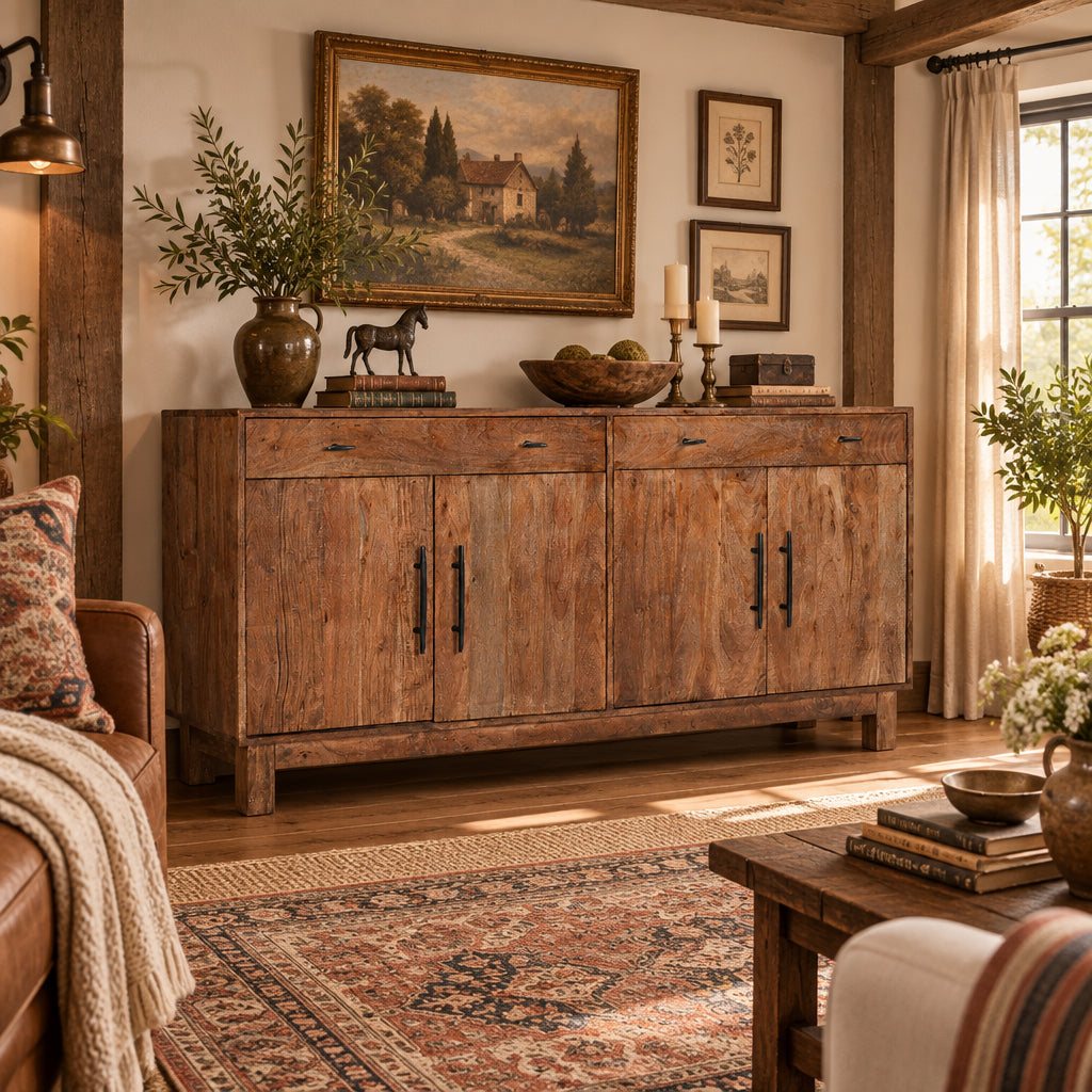 Sparrow Solid Wood 4 Door Sideboard Buffet Cabinet - Brown