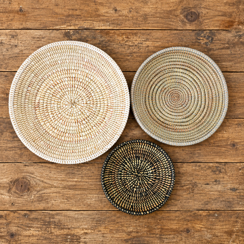 Set of 3 Tabletop Basket Bowls - Black/Grey/White