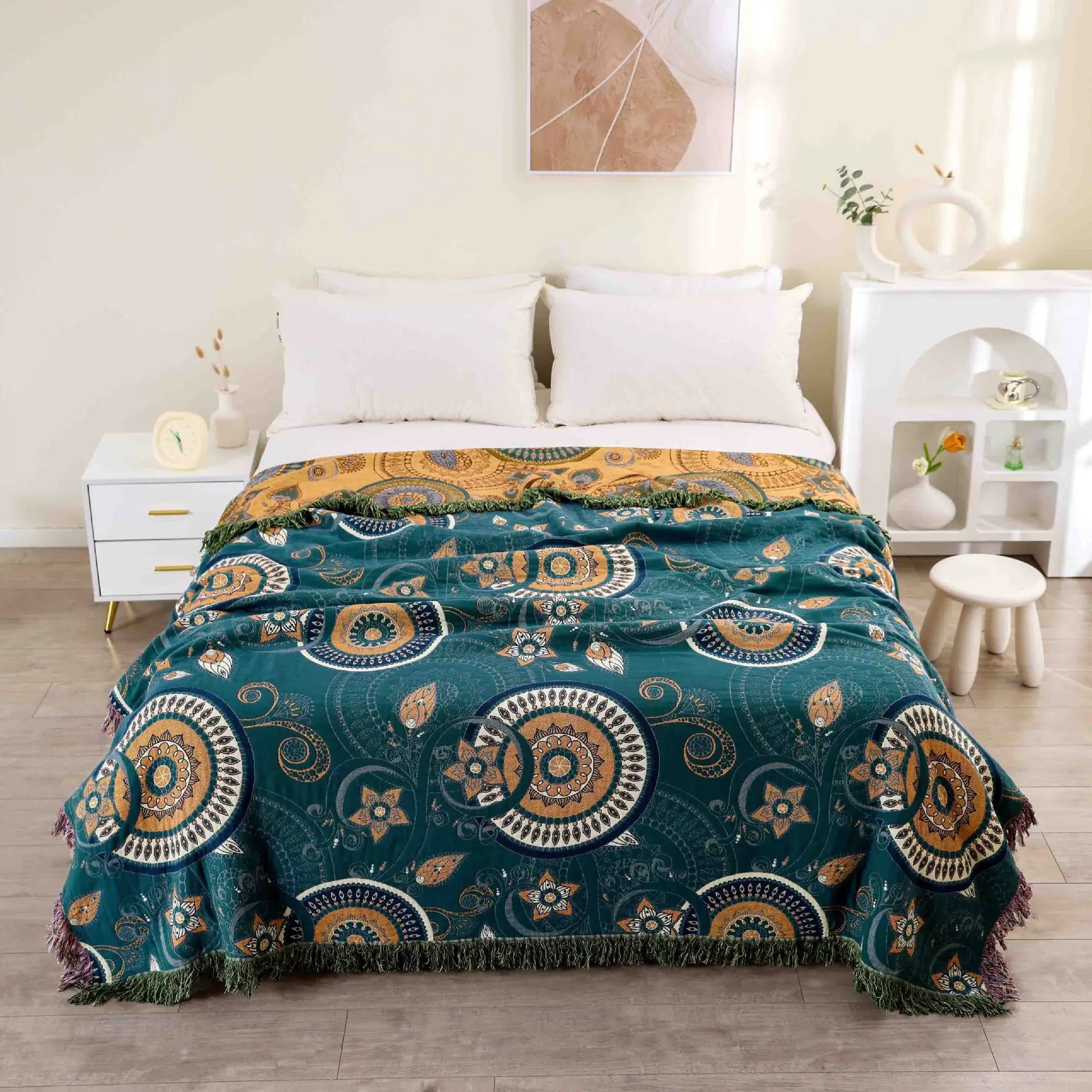 100% Cotton Reversible Throw- Multiple Colors