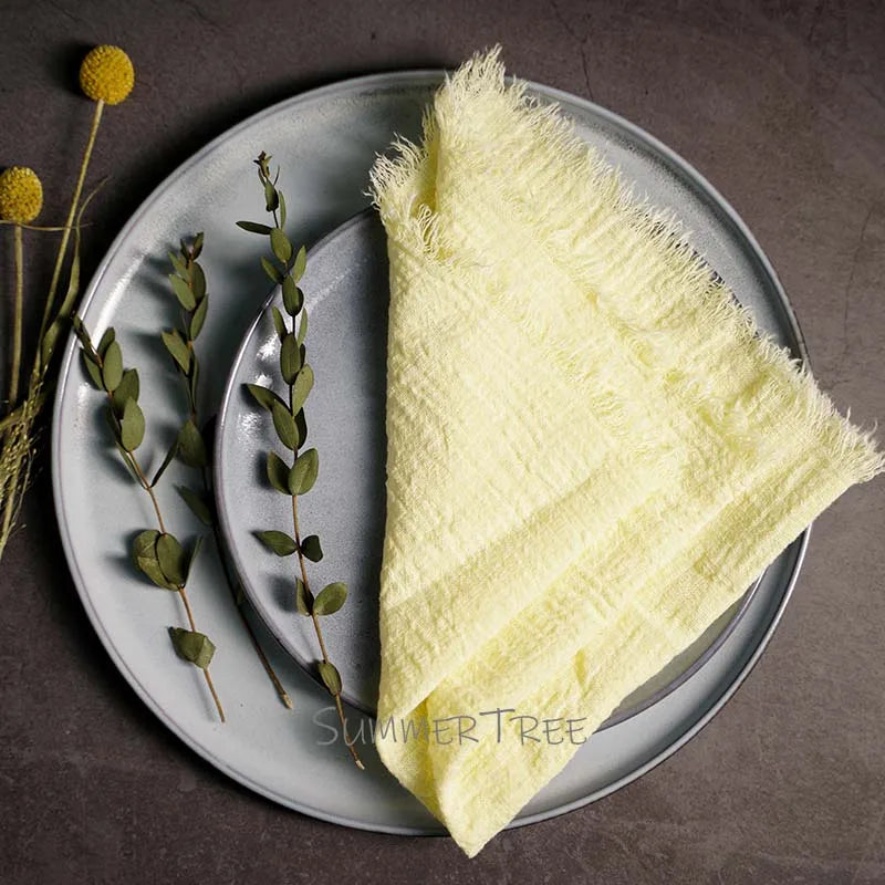 Large Rustic Cotton Gauze Napkins - 10 Pc - Multiple Colors