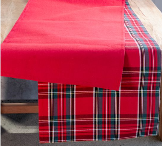 Tartan Plaid Reversible Table Runner - 72"