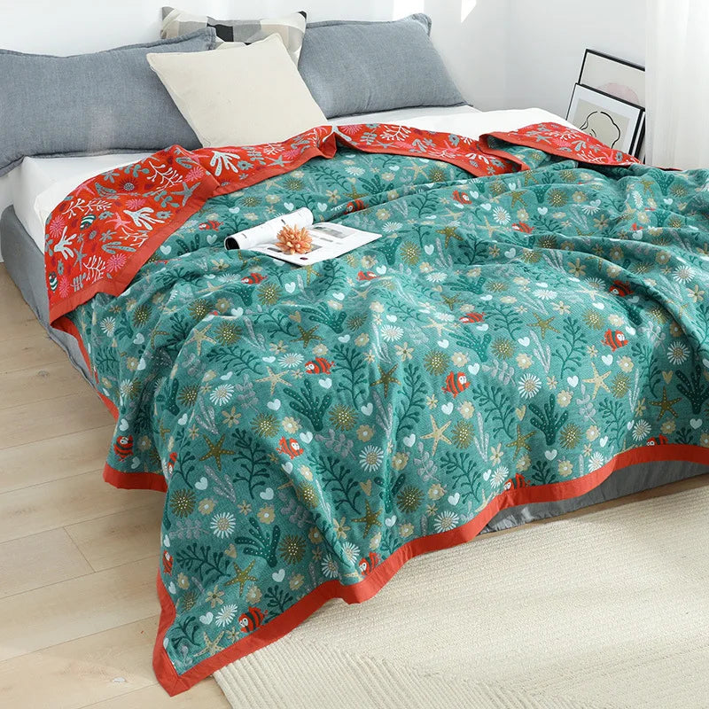 100% Cotton Reversible Throw- Multiple Colors