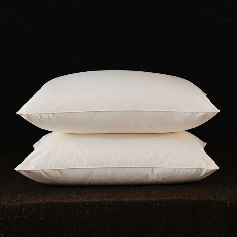 2 Pc Set - Goose Down Feather Pillow for Sleeping - 100% Cotton Shell, Standard Queen Size