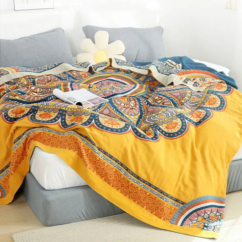 Yellow Mandala Gauze Quilt - 100% Cotton