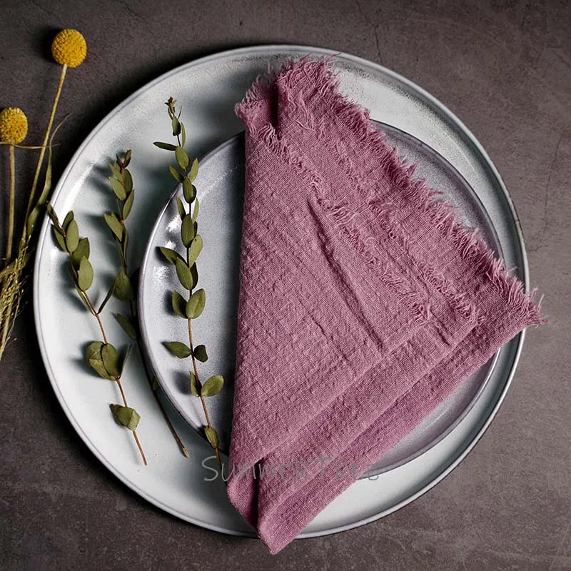Large Rustic Cotton Gauze Napkins - 10 Pc - Multiple Colors